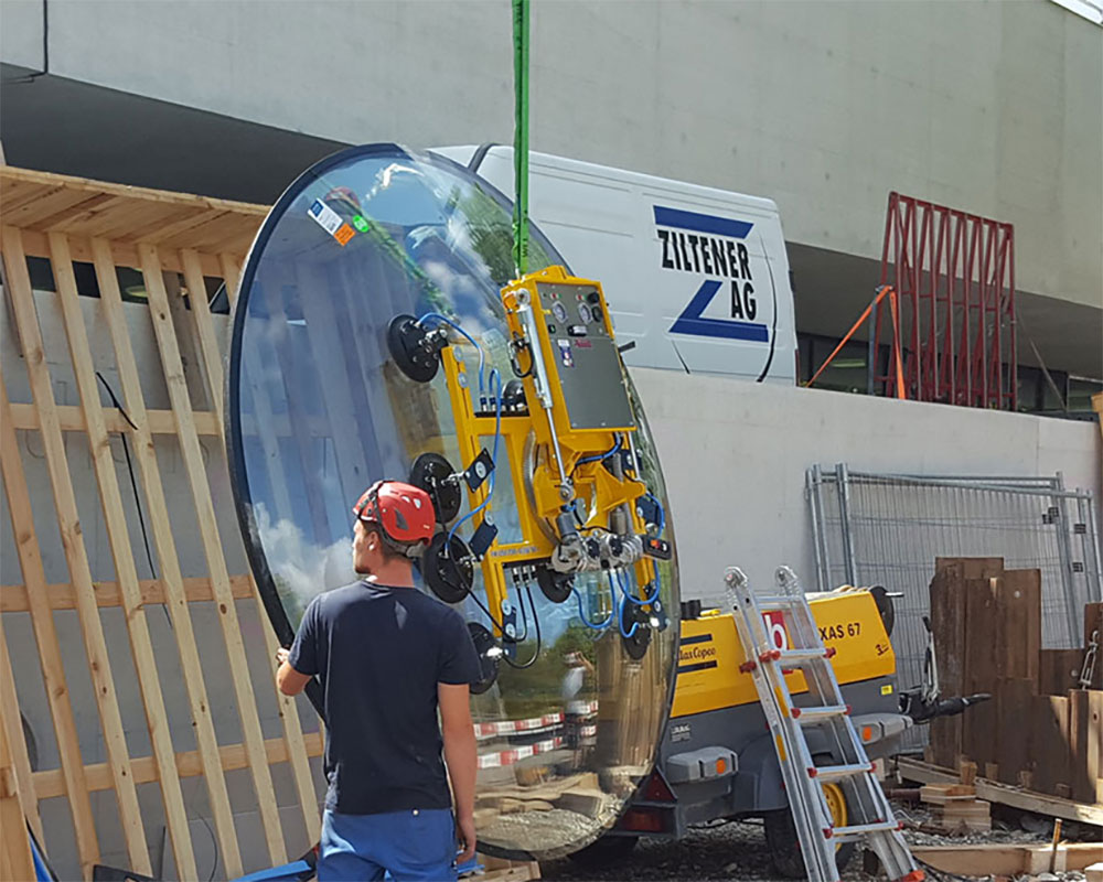 Вакуумный захват VSG 2000 KR SP для сферических или круглых стекол, грузоподъемность до 2000 кг | Вакуумный захват VSG 2000 KR SP для сферических или круглых стекол, грузоподъемность до 2000 кг